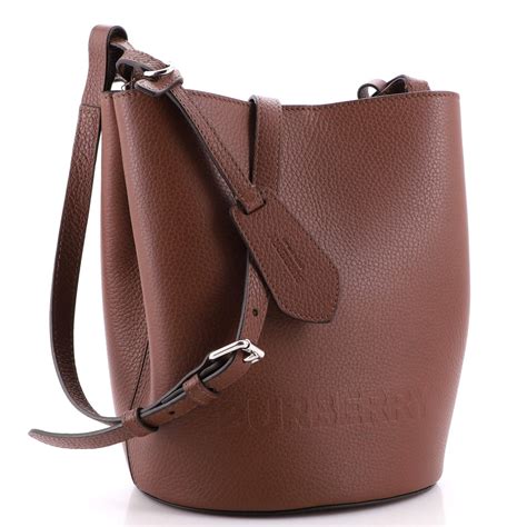 Burberry Lorne Small Leather Bucket Bag .